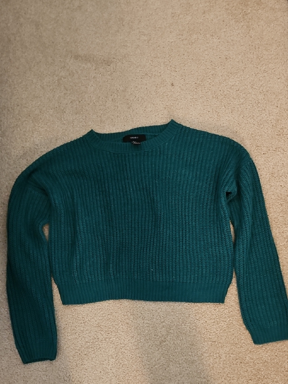 Forever 21 Green Ribbed Crewneck Sweater